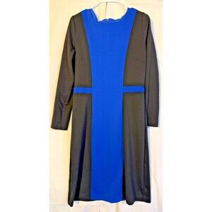 Colorblock Blue Black Slimming Dress Women's 14 Large L Office Classic Academia
